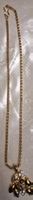 Vintage Gold-Tone Chain Necklace with Jewel-Encrusted Pendan