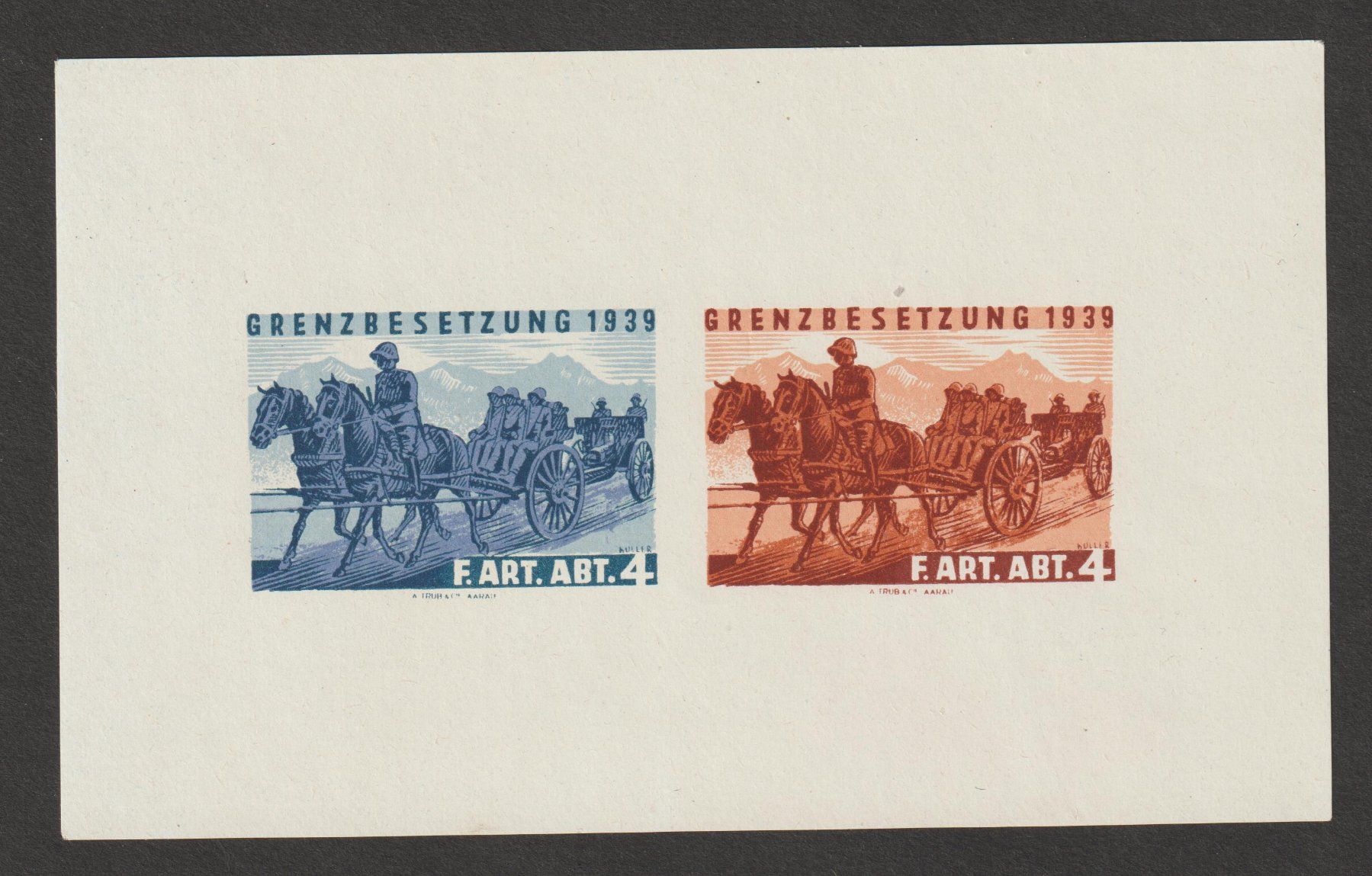 Tutti i francobolli: Artillerie Nr. 46b/4 * – Usato da Siebnen venduto da Fstaehli
