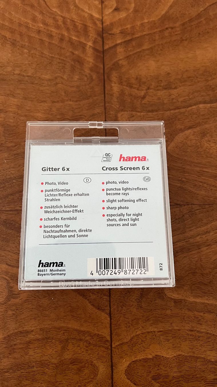 Hama Filtri: hama Filter - Gitter 6 x(Cross screen) M72 – Nuovo (secondo la descrizione) da Luzern venduto da serchon 1