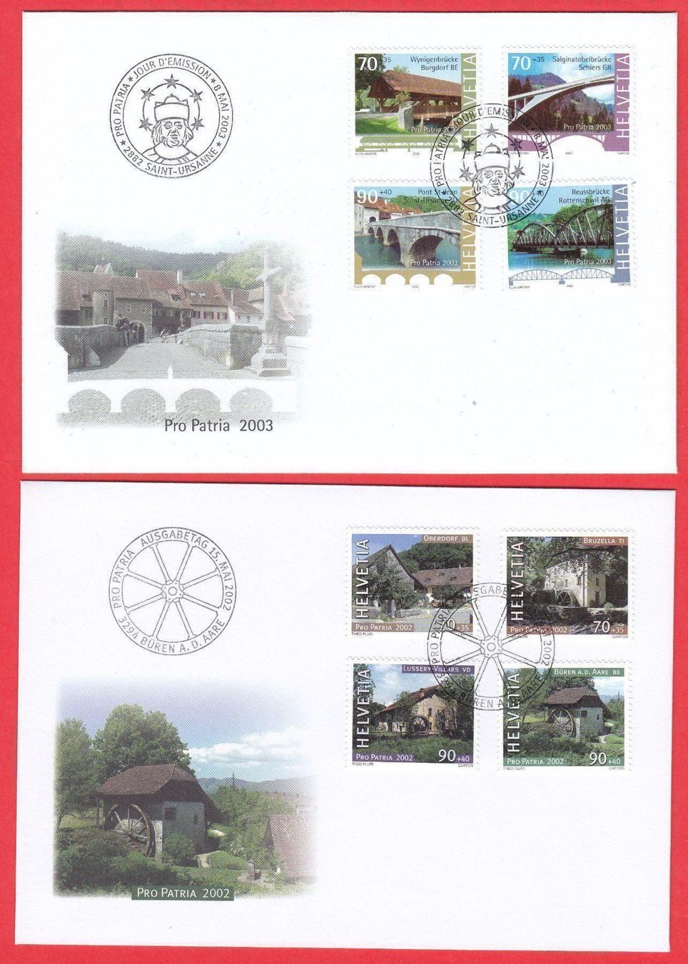 Tutti i francobolli: PRO PATRIA  2001 - 2003    3 FDC  Sätze  ERSTTAG – Nuovo (secondo la descrizione) da Adliswil venduto da Aenti