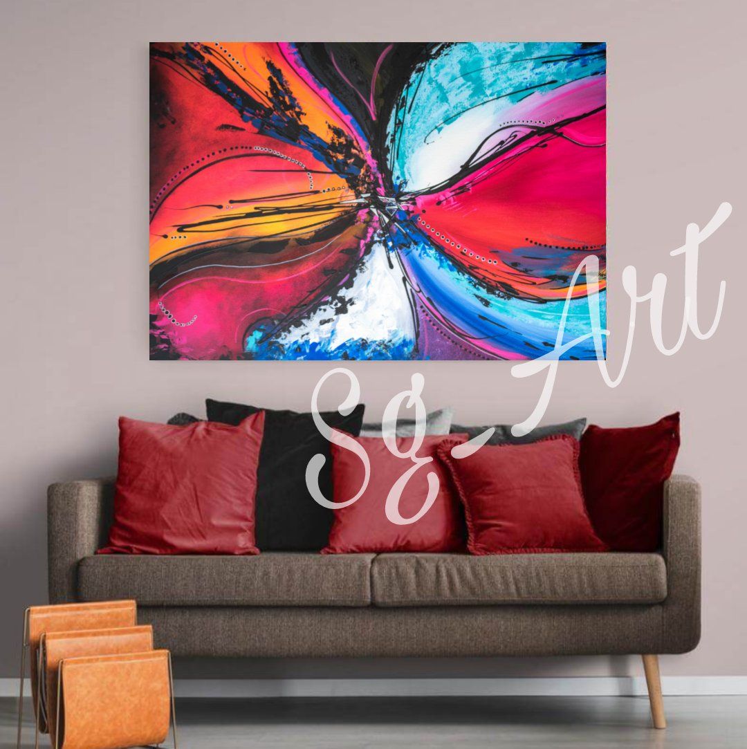 Gemälde: Acrylbild abstrakt bunt rot Unikat – Neu und originalverpackt aus Rheinau von Sussel 4