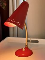 Vintage 50er Jahre rote Tischlampe Sternchen