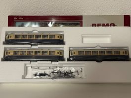 Bemo H0m RhB 7272 140 As 1142-1144 Salonwagen Pullmann