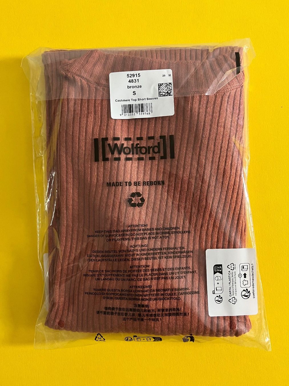 Maglioni & Felpe: WOLFORD Cashmere Kurzarmpullover, Grösse S, Farbe Bronze – Nuovo e nell'imballaggio originale da Rudolfstetten venduto da gst_g7xl 4