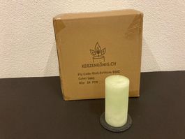 Kerzen 6,8 x 14 cm, Kart.m.24 Stk, Aktions-Preis, Lindengrün