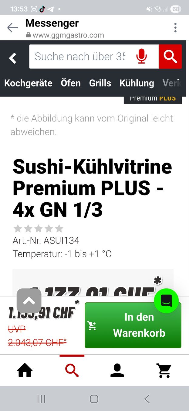 Ggm Gastro Elettrodomestici da cucina: Sushi-Kühlvitrine Premium PLUS - 4x GN 1/3 – Usato da Zweisimmen venduto da jun_9mrz 9