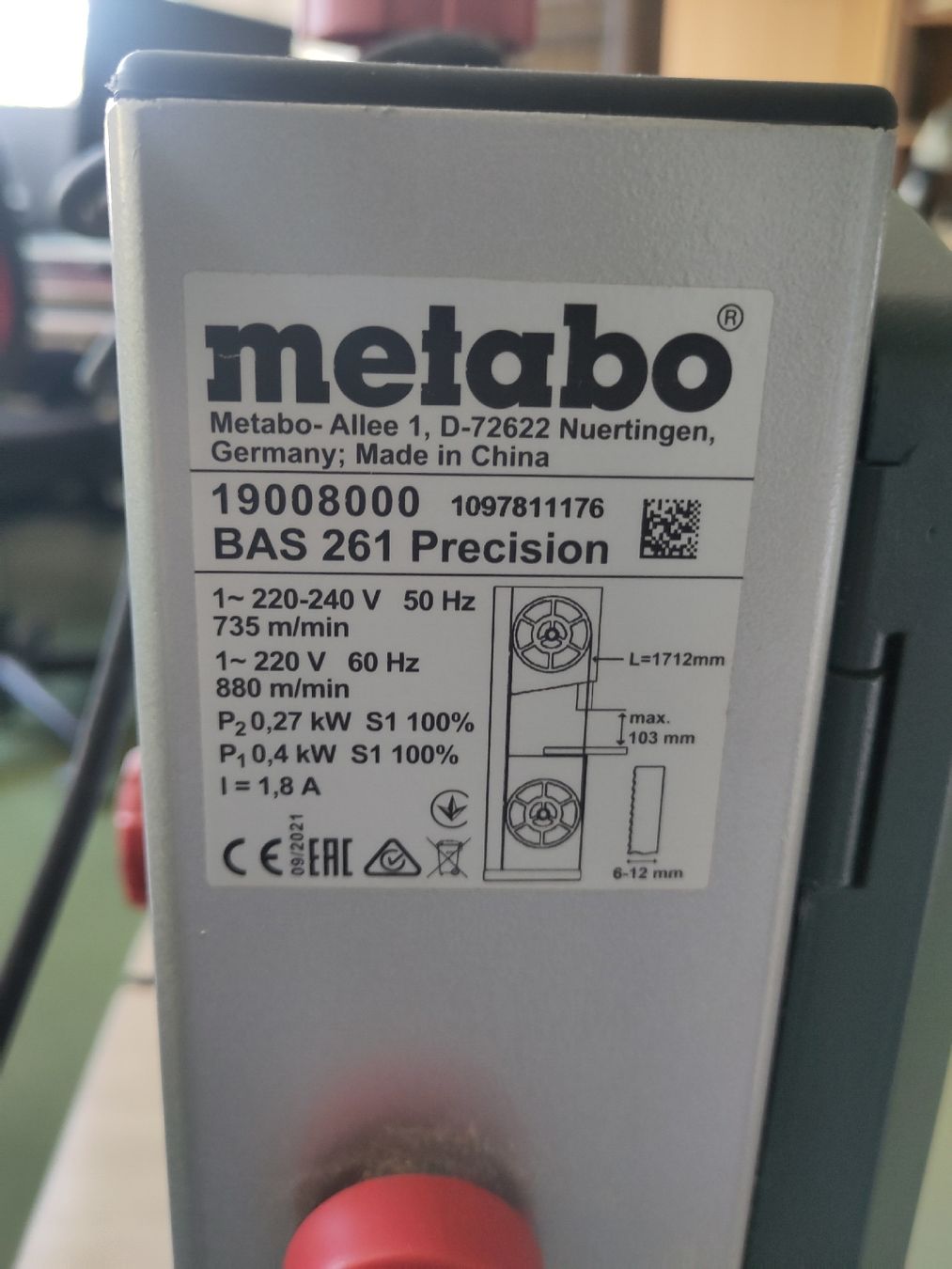 Metabo Seghe: Metabo BAS261 Bandsäge  – Usato da Pratteln venduto da Cartonsducoeur_bl 6