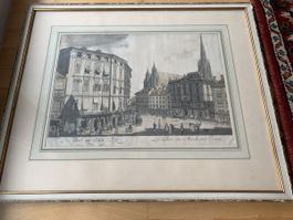 Antike Radierung, Wien Hofburg, gerahmtes Sammlerstück!