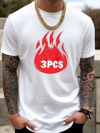 😊T-Shirt, weiss-rot, Gr. XL, 3 Stk.