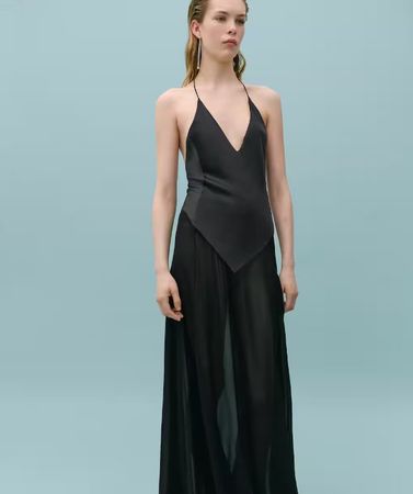 🤩VICTORIA BECKHAM-MANGO HALBDURCHSICHTIGES SEIDEN-KLEID NEU