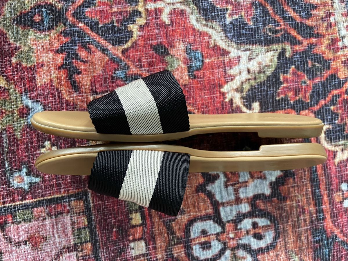 Bally Chaussures femmes: Bally Ribbon Textile Leather Slide Flat Sandal  – D'occasion à Münchenstein par B771 4