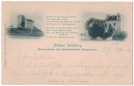 Schloss Habsburg mit Gedicht, gelaufen 1900