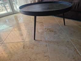 Couchtisch rund schwarz Metallstruktur guter Zustand