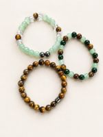 3 bead bracelets tiger eye jade hematite new