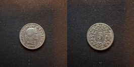 Schweiz 5 Rappen 1902 stark gebraucht - seltener Jahrgang!