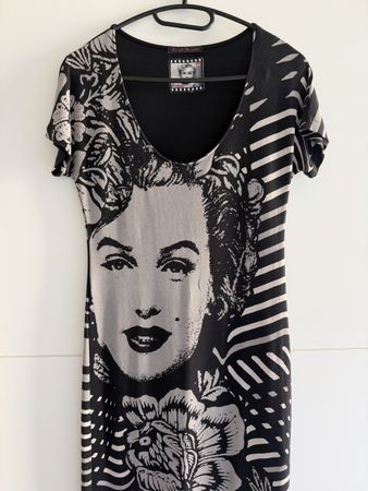Marilyn Monroe Kleid Gr M Schwarz-Weiss Streifen kurzarm Som