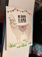 Leinwandbild Llama Motiv No Drama Llama bunt neuwertig