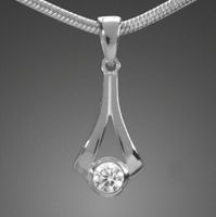 moderner Anhänger mit Zirkonia 925 Silber Collier Kette
