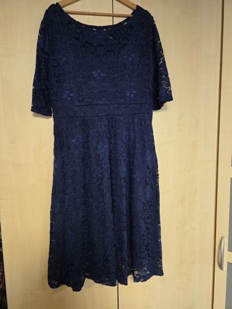 Navy Lace Dress with Pockets Size 46