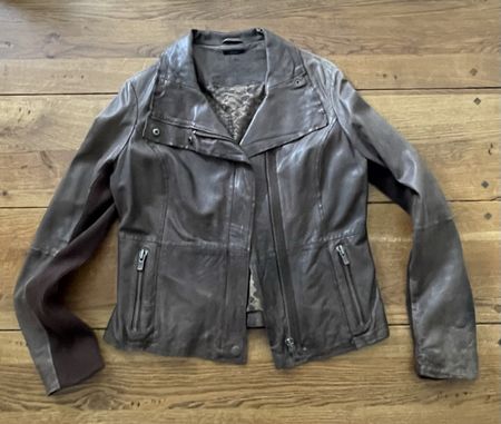 Superbe veste en cuir chocolat IKKS taille 36-38