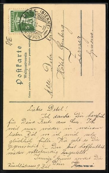 Cartoline postali: AK Biel, Passanten in der Nidaugasse – Usato da Berlin venduto da bartko-reher 1