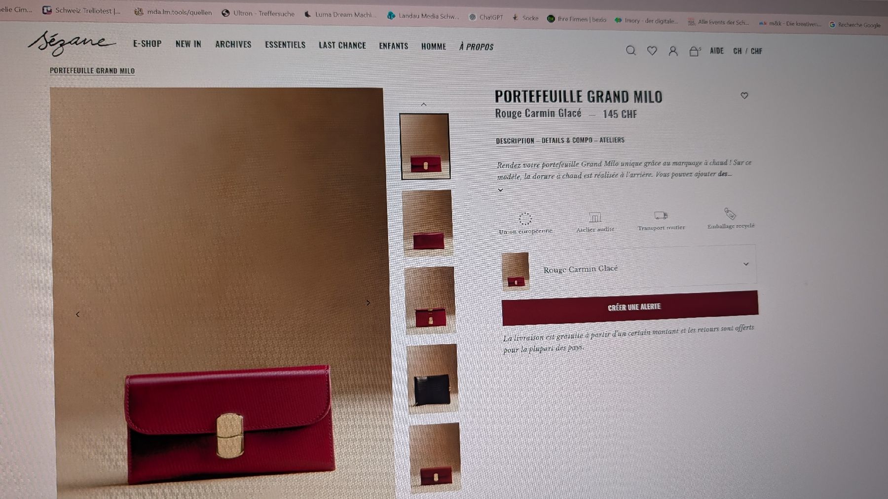 Sezane Portamonete: portefeuille Milo Carmin neu – Nuovo e nell'imballaggio originale da Biberstein venduto da ameliecimador 5