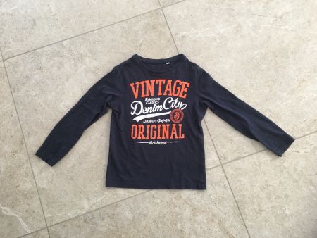 Jungen Langarmshirt Gr. 122/128 here+there blau Vintage
