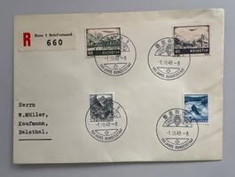 1948 100J Bundesstat Eing. Brief  mit F28+F29 /207+209