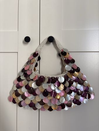 Y2K Vintage-Style Shell Shoulder Bag / Beaded Mermaidcore