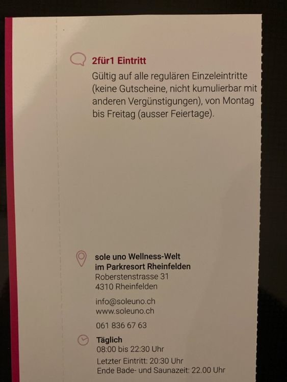 Sole uno 2 für 1 Gutschein (Neu (gemäss Beschreibung)) in Hägglingen ...