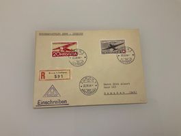 1944 SF44.1f Couvert Sonderpostflug Bern-Zürich-Samedan