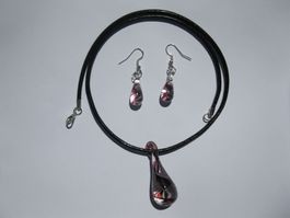 Set: Kette mit Glasanhänger und Ohrringe *NEU*