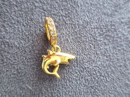 Charm Haifisch goldfarbig +Garantie