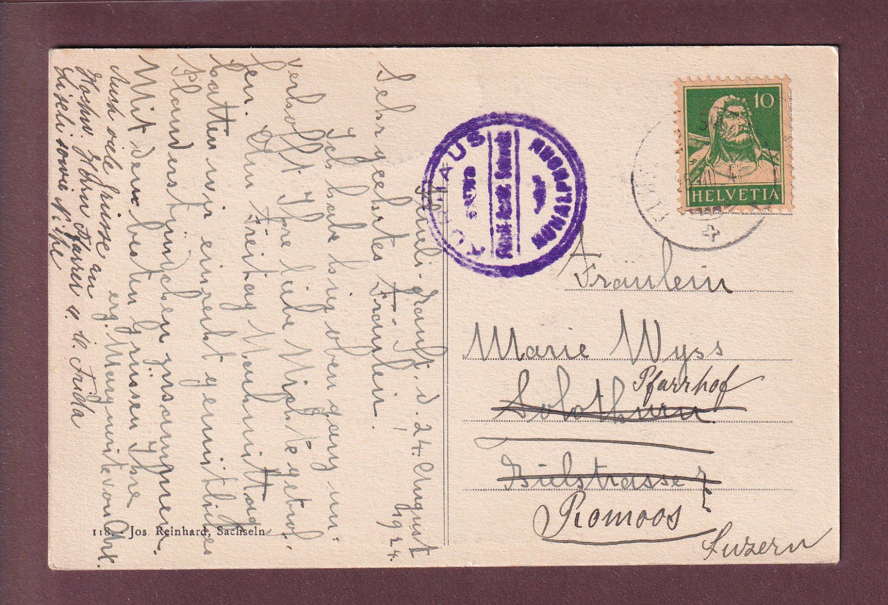 Cartes postales: FLÜELI-RANFT - Einsiedelei - 1924 – D'occasion à Pully par nicecards 1