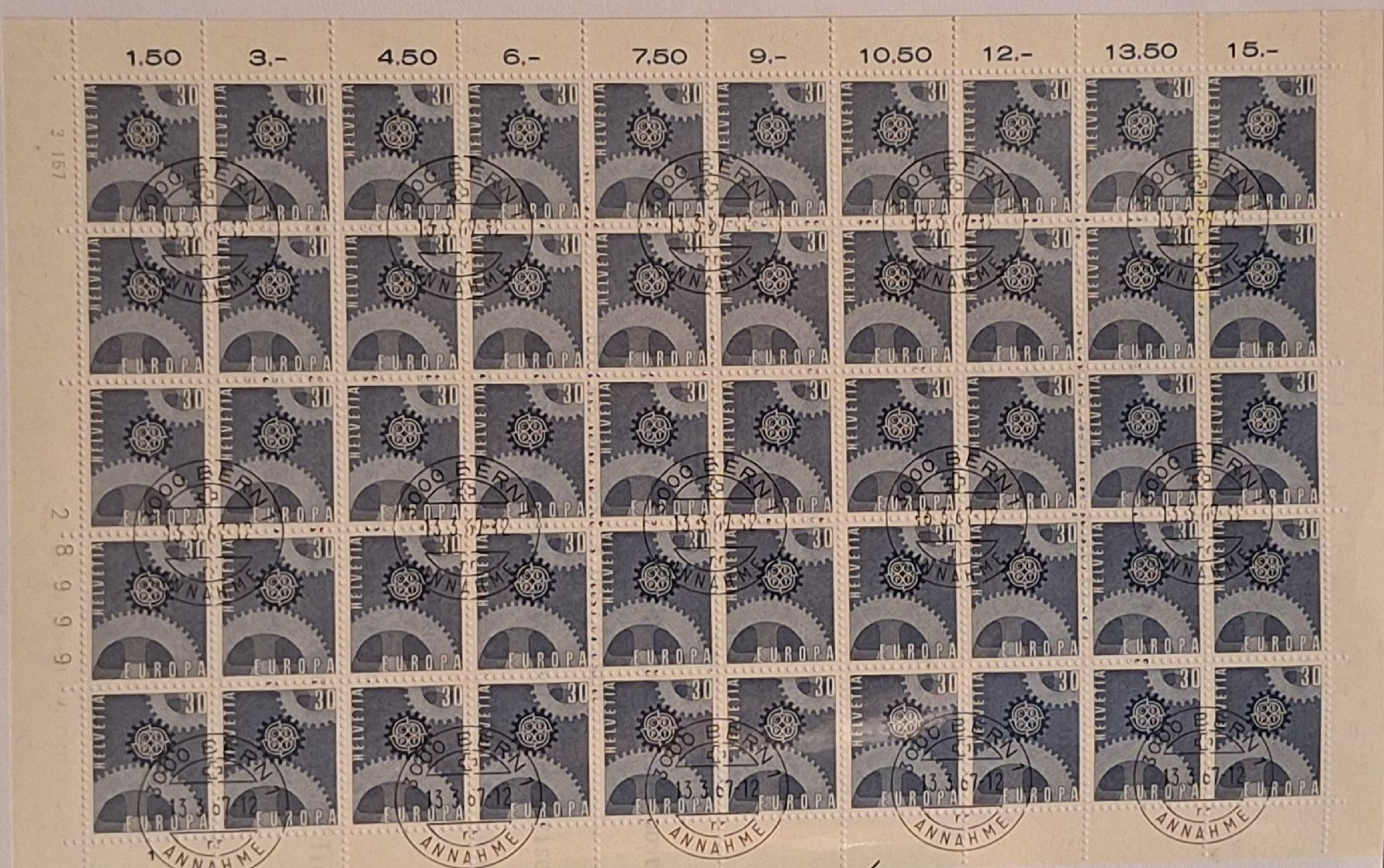 Tutti i francobolli: 1967 Europa gestempelt Bogen  – Usato da Balgach venduto da SIMEON27
