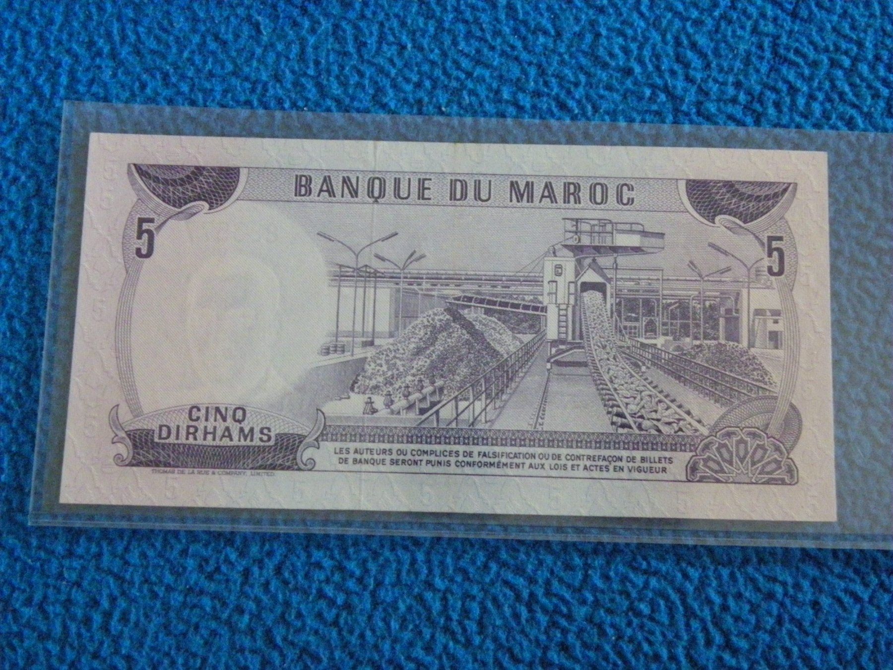 Banknoten: Marokko 5 Dirham Geldschein 1970, Bankfrisch – Neu (gemäss Beschreibung) aus Untersiggenthal von Rodri58 1