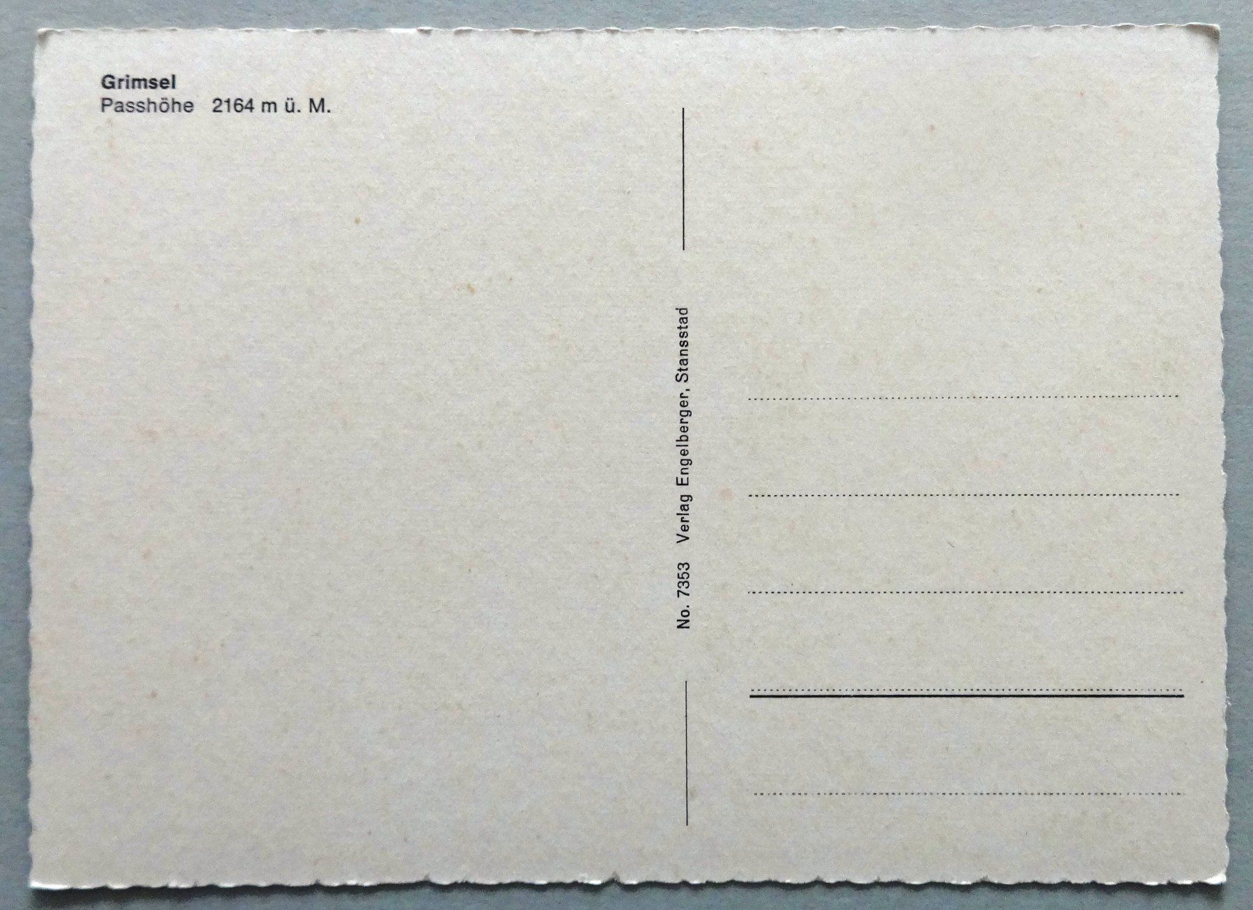 Cartoline postali: Grimsel - Passhöhe 2164 m ü.M. – Usato da Fétigny venduto da Billy2miny 1