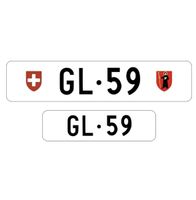 Autonummer GL 59, Kontrollschild Glarus, Nummernschild 