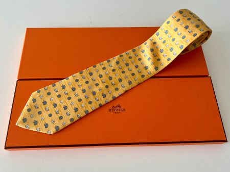 Cravate HERMES-Paris „Hedgehog & Snail“ - avec box original