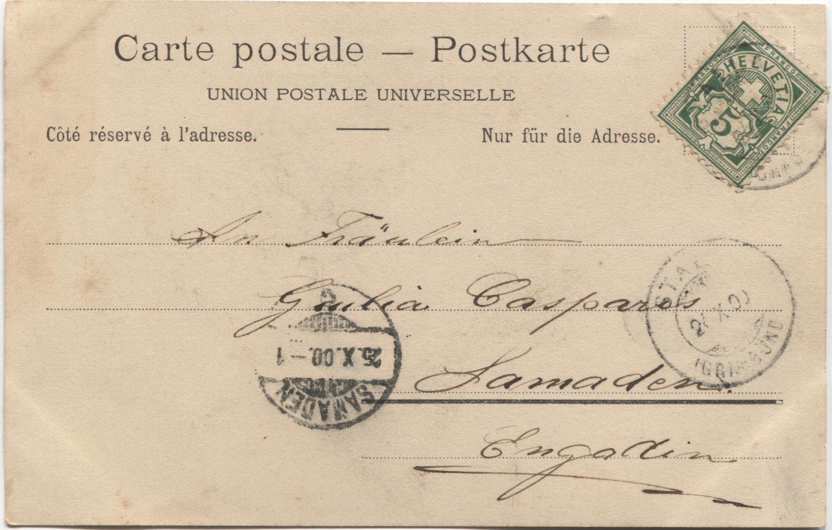 Ansichtskarten: LANDWIRTSCHAFT/POSTKUTSCHE 1900 Leysin VD – Gebraucht aus Wil SG von Clanx 2