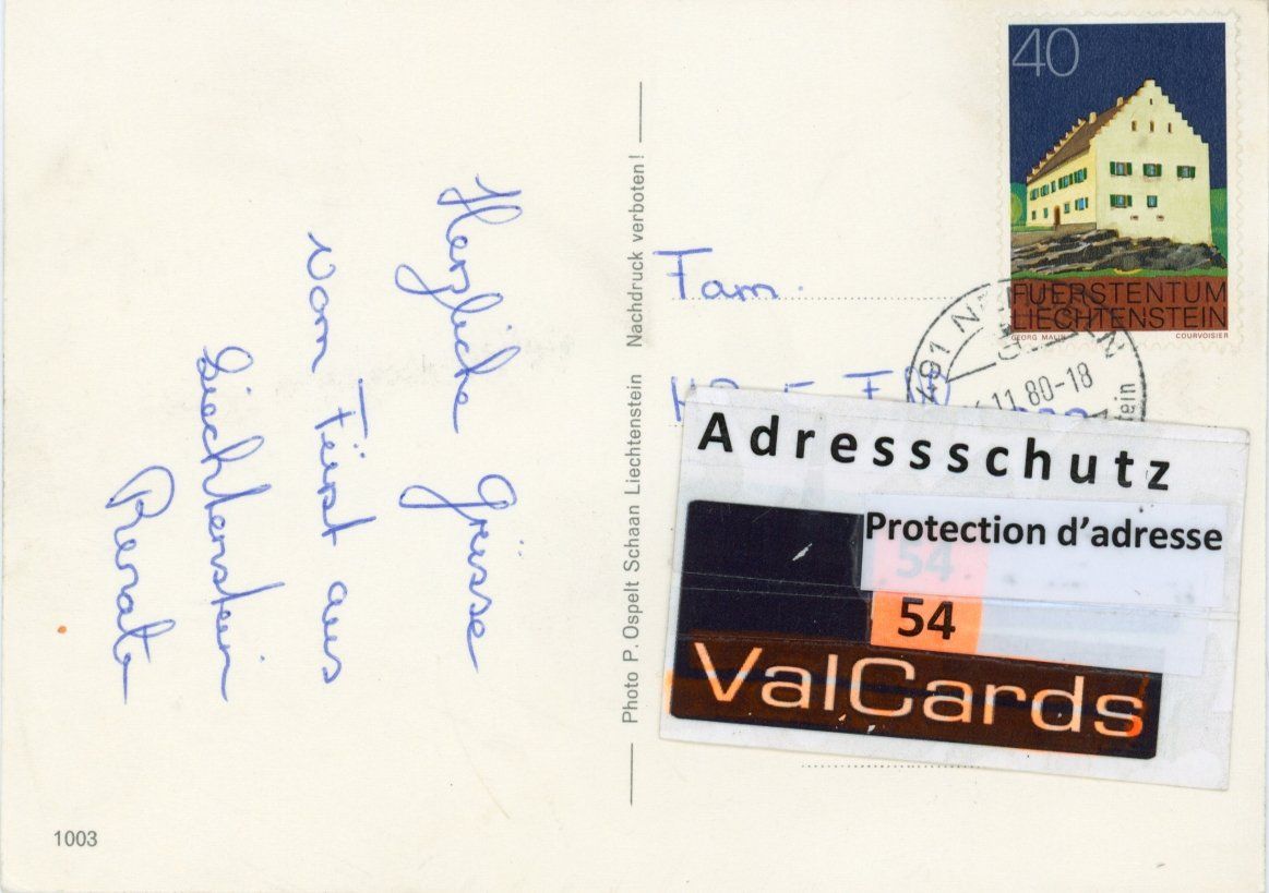 Cartoline postali: Vaduz  FL      um 1996 – Usato da Brig venduto da Valcards54 1