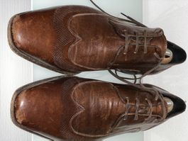 ital. Designer Schnürschuhe Leder Gr. 40,5-41, Budapester