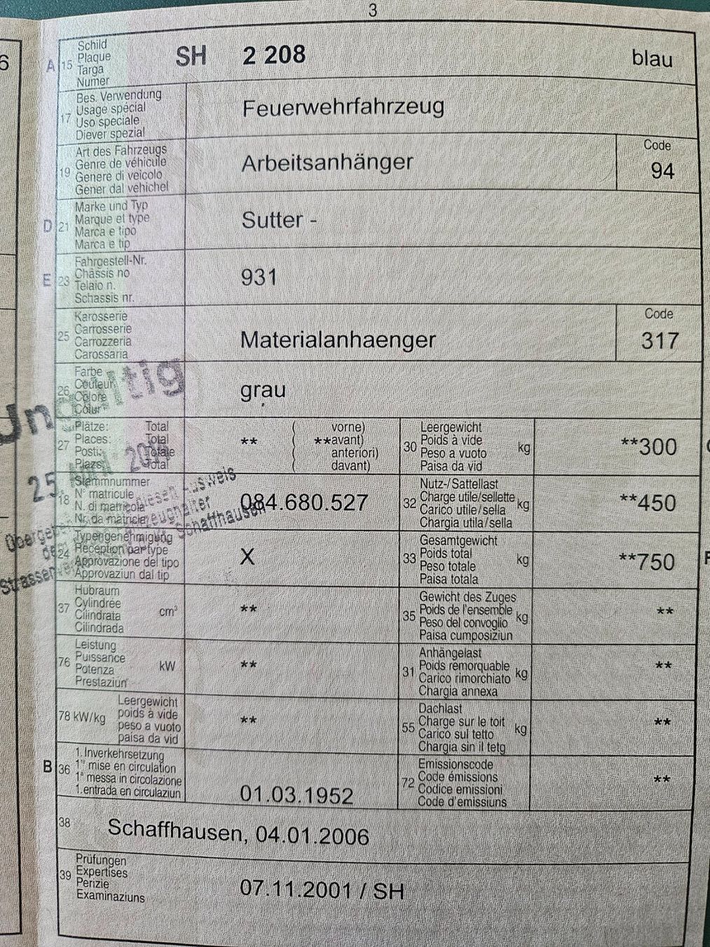 Sutter Remorques: Anhänger – D'occasion à Gächlingen par Oergelimichi 4