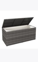 Kissenbox Rattan 190 x 85 x 85 cm grau mit Abdeckplane