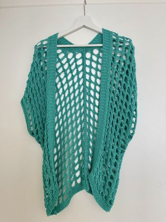 Gehäkelte Sommer Weste, Türkis, Onesize