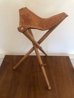Robuster Klappsitz Stockstuhl Holz und Leder Klappstuhl 🔝