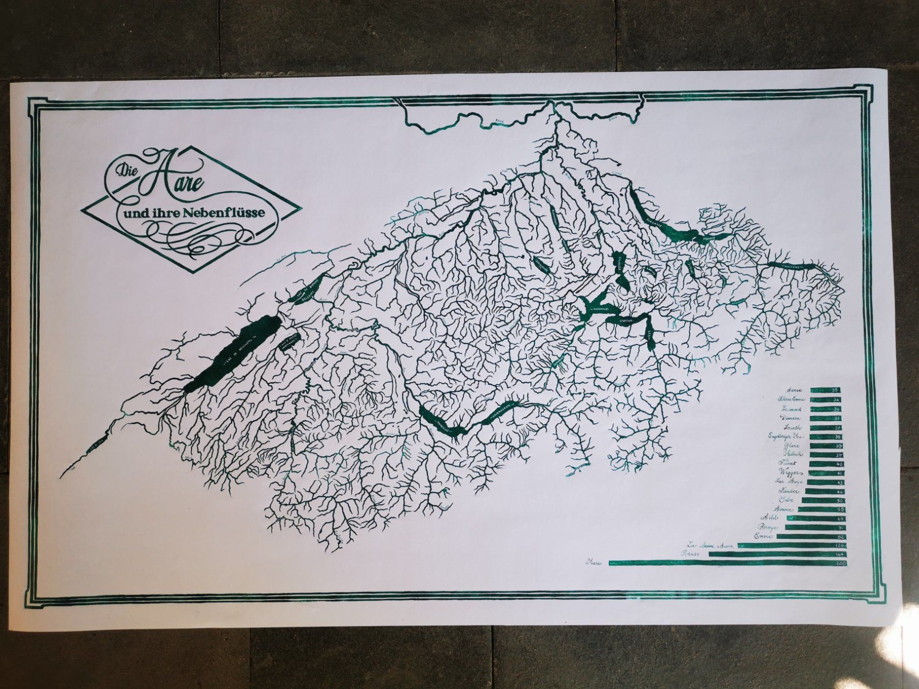 Gravures sur bois: Aare Flusskarte – Neuf (Voir description) à Schnottwil par Tigertiger