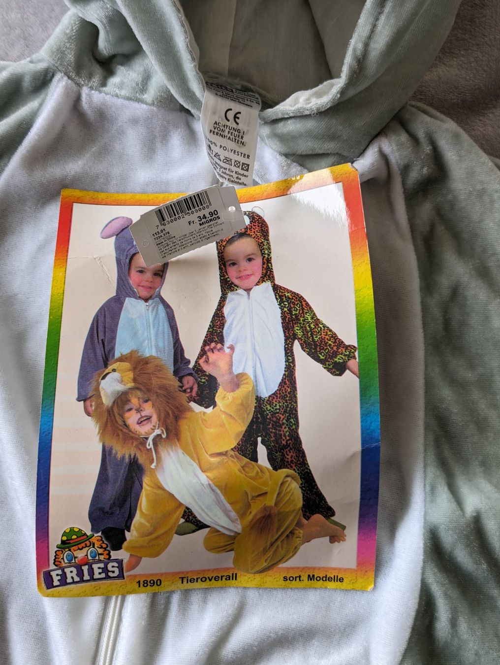 Costumi: Kinderkostüm Elefant 98/104 – Nuovo e nell'imballaggio originale da Oberegg venduto da MR-shop 1