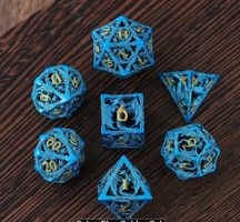 Dungeons and Dragons d&d dnd metal Würfel blue-gold