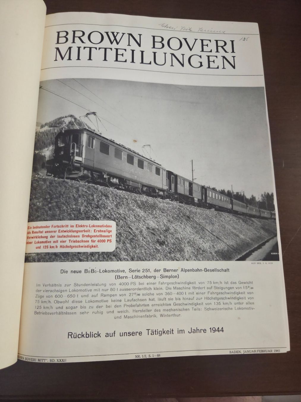 Livres: BBC Brown Boveri Mitteilungen 1945 Eisenbahn Technik – D'occasion à Aldesago par lusuardi 4